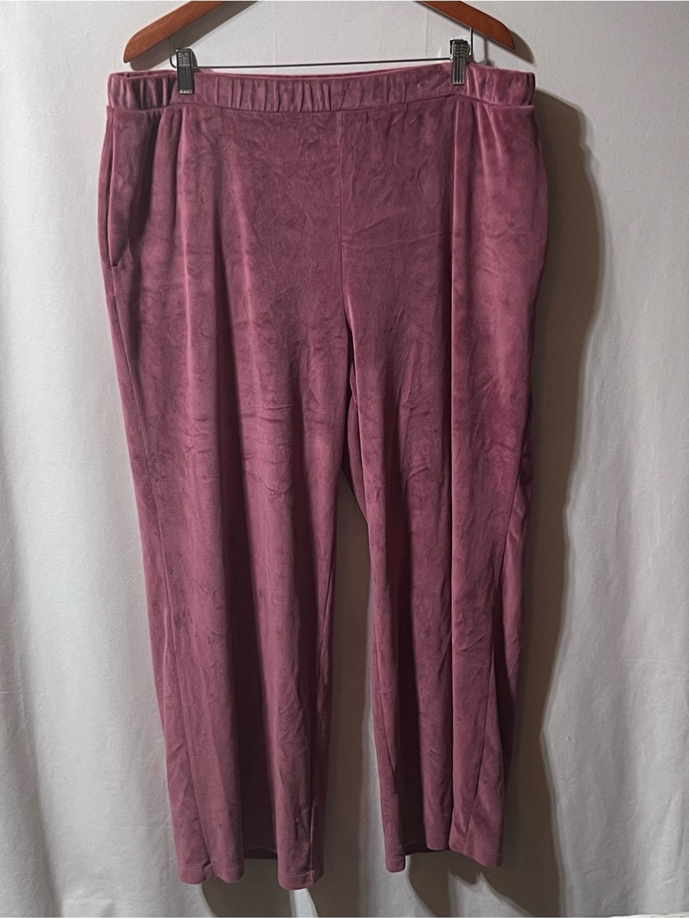 GAP XL Dusty Rose Velour Lounge Pants Wide Leg Soft Comfy Pockets - Picture 2 of 9